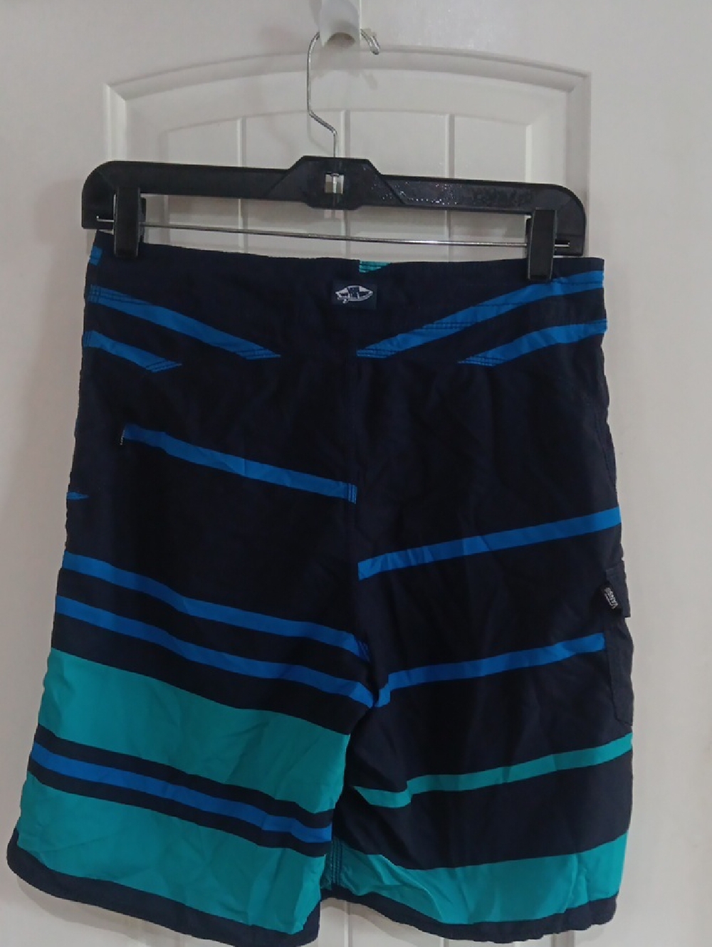 Vans Men’s Era 4-Way Stretch Striped Board Shorts - Navy/Teal/Blue